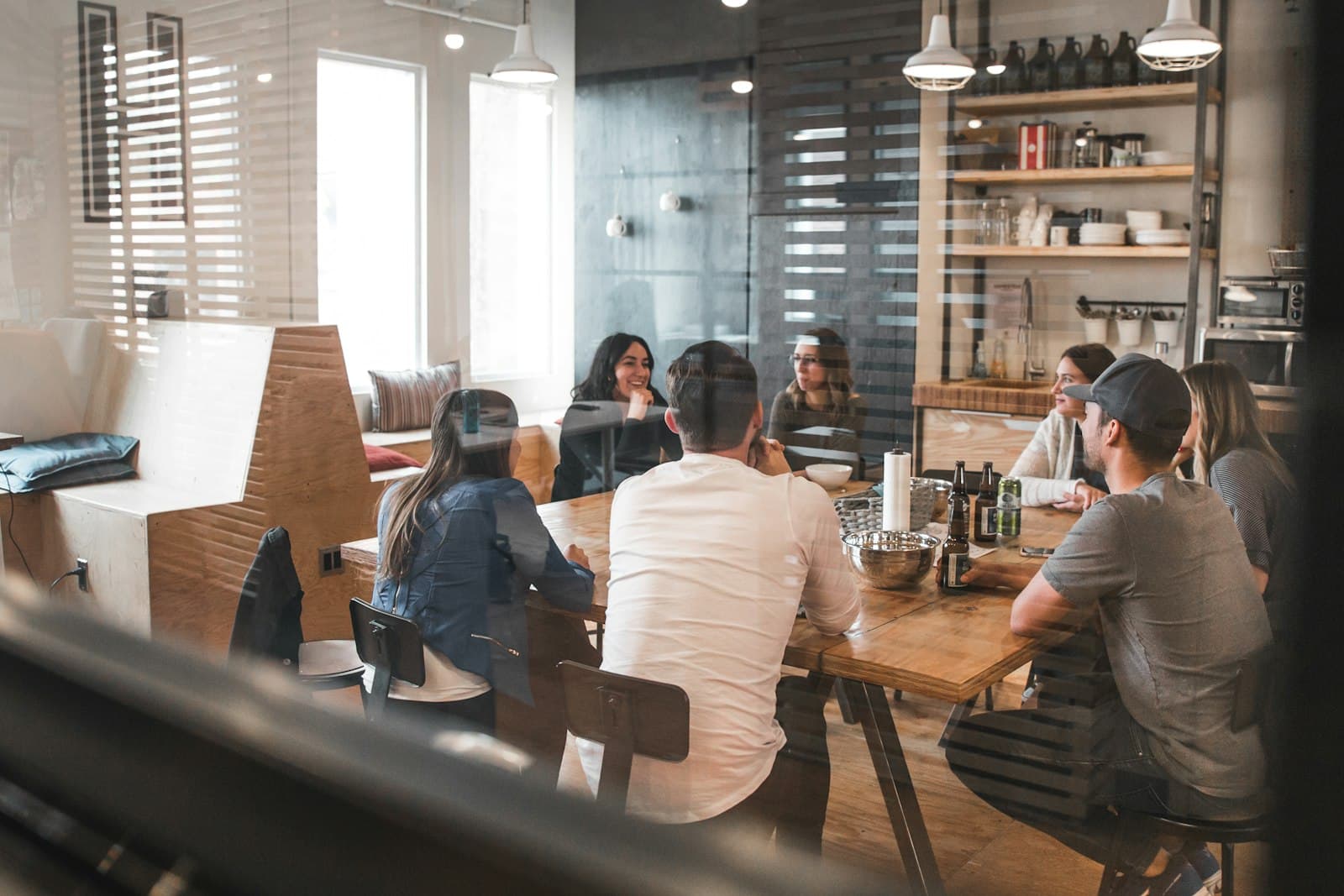 Small business team collaborating around a table